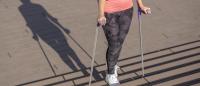 young woman on crutches